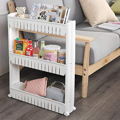 Slim 3 Tier Storage Trolley Cart White Kitchen Bathroom Shelf Organiser Rack Price Comparisons | Compare The Build