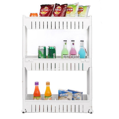 Slim 3 Tier Storage Trolley Cart White Kitchen Bathroom Shelf Organiser Rack - 8
