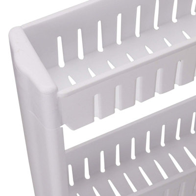 Slim 3 Tier Storage Trolley Cart White Kitchen Bathroom Shelf Organiser Rack - 5