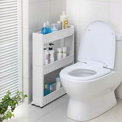 Slim 3 Tier Storage Trolley Cart White Kitchen Bathroom Shelf Organiser Rack - 3