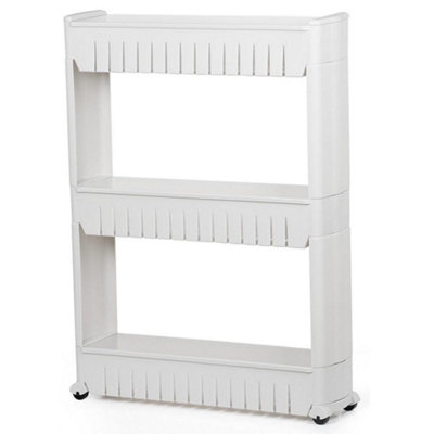 Slim 3 Tier Storage Trolley Cart White Kitchen Bathroom Shelf Organiser Rack - 7