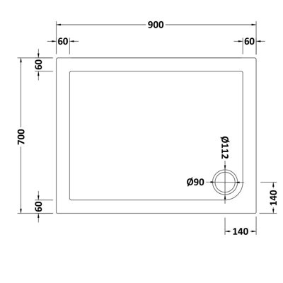 Slim 900 x 700 Rectangular Stone Resin Shower Tray For Wetroom Enclosure