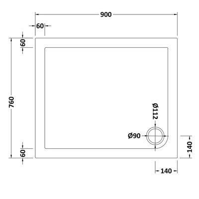 Slim 900 x 760 Rectangular Stone Resin Shower Tray For Wetroom Enclosure