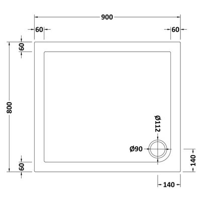 Slim 900 x 800 Rectangular Stone Resin Shower Tray For Wetroom Enclosure
