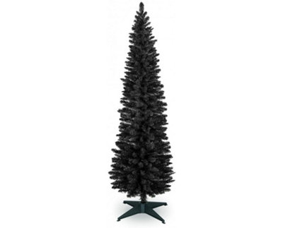 Slim Christmas Tree Pencil Black 6ft with Storage Box DIY at B&Q