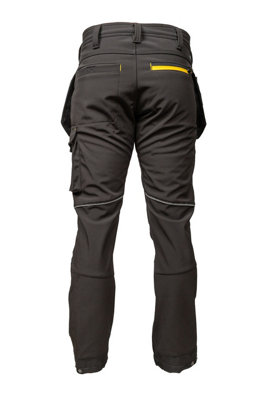 Slim Fit Softshell Work Trousers With Removable Holster Pockets And ...