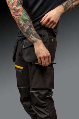 Slim Fit Softshell Work Trousers With Removable Holster Pockets And ...