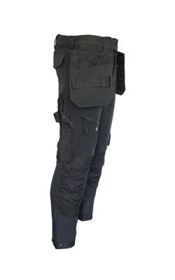 Tuff-Stuff Men's Stretch Work Trousers – Slim-Fit Cargo With Holster & Knee Pad Pockets – Sizes 28-48 Waist