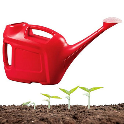 Slim Line 6L Red Watering Cans For Easy Pouring & Better Control With Rose Head Water Sprinkler