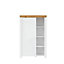 Slim Shelving Bookcase Unit Soft Close Door 156cm White Gloss Oak Effect Holten
