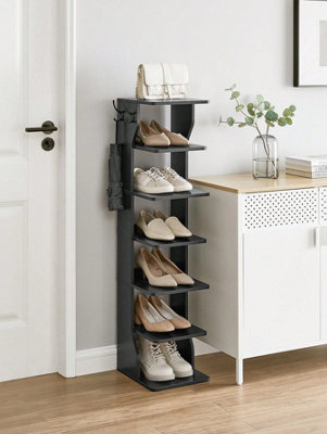 Slim Shoe Rack, Narrow Shoe Storage Organiser, 6-Tier Shoe Stand