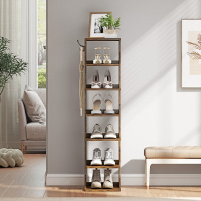 Slim Shoe Rack, Narrow Shoe Storage Organiser, 7-Tier Shoe Stand, for ...