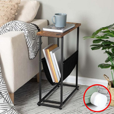 Slim Side Table Narrow End Table Bedside Tables Small Table Metal Frame ...
