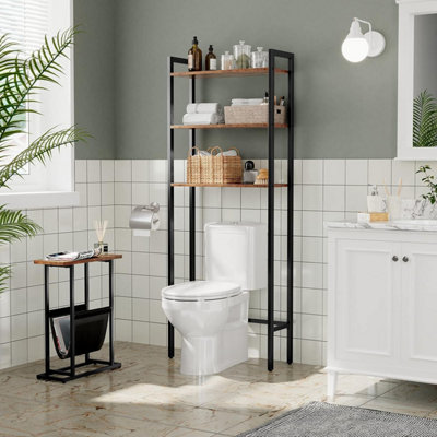 Slim Side Table Narrow End Table Industrial Bedside Tables with Magazine Holder Sling Small Table for