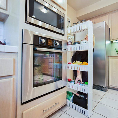 Slim Slide-Out Kitchen/Bathroom Trolley Rack, Ample Storage on Wheels ...