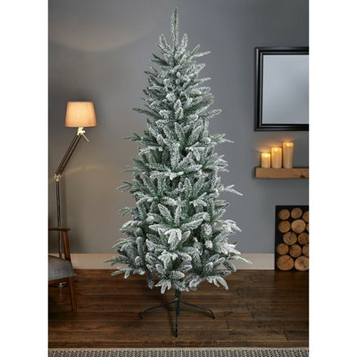 Slim Snow Covered Lapland Fir Artificial Christmas Tree 5ft
