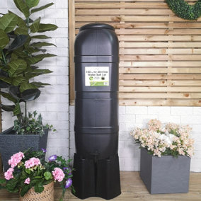 Slim Space Saver Water Butt 100 Litre Garden Water Butt Set Including Water Butt, Filter Kit & Stand