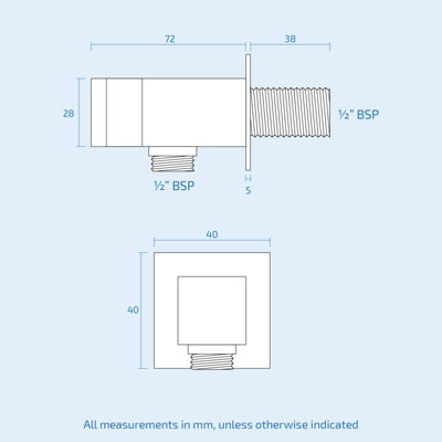 Slim Square Chrome Wall Outlet Elbow Hose Connector with Shower Handset Holder - 3