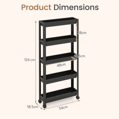 Slim Storage Cart 5 Tier Rolling Utility Organizer
