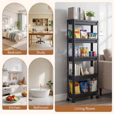 Slim Storage Cart 5 Tier Rolling Utility Organizer