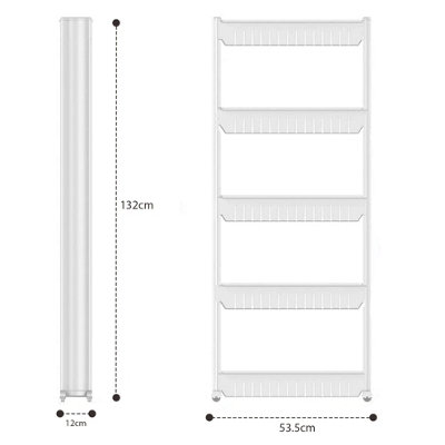 Slim Storage Trolley Cart 5 Tier Slide Out Rack for Kitchen or Bathroom