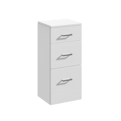 Slimline 3 Drawer Unit - 350mm - Gloss White