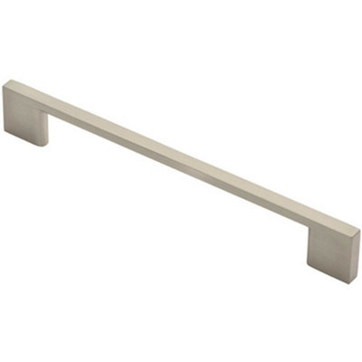 Slimline D Shape Pull Handle 190 x 7mm 160mm Fixing Centers Satin Nickel