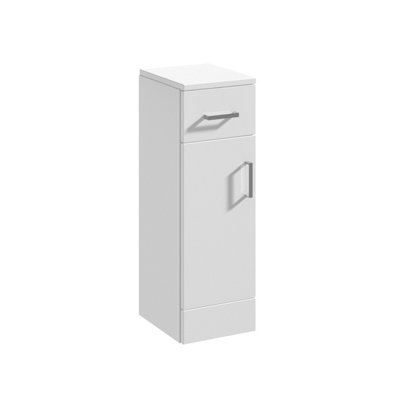 Slimline Floor Standing Bathroom Cupboard - 250mm - Gloss White