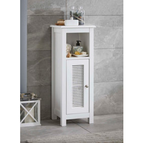 Slimline Rattan Bathroom Storage Cabinet in White