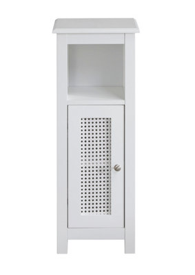 Slimline Rattan Bathroom Storage Cabinet in White