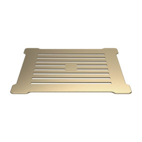 Slimline Shower Tray Grill Waste - White with Brushed Brass Top - Balterley