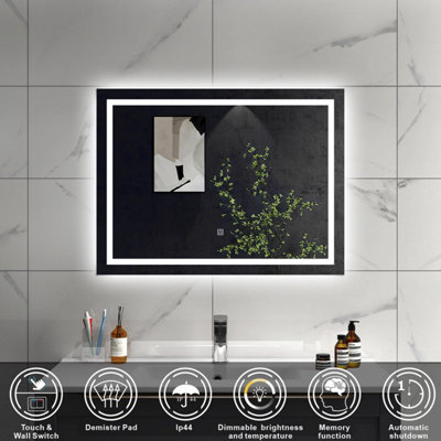 SLINE 1000x600mm Bathroom LED Mirror with 3 Color Modes,Touch Control ...