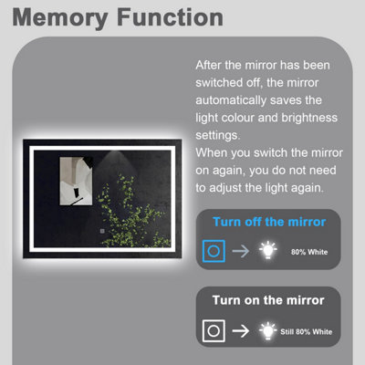SLINE 1000x600mm Bathroom LED Mirror with 3 Color Modes,Touch Control ...