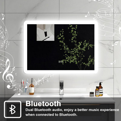 SLINE 1000x600mm Bathroom LED Mirror with Bluetooth,3 Colours Dimmable ...
