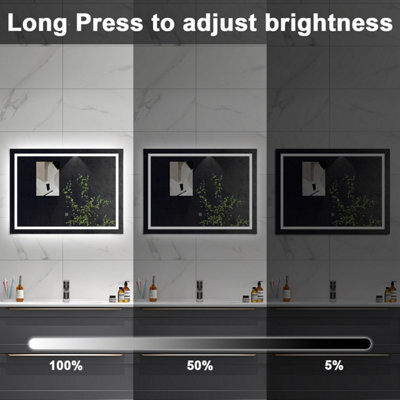 SLINE 1000x600mm Bathroom LED Mirror with Cold White Light,Touch ...