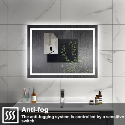 SLINE 1000x600mm Bathroom LED Mirror with Cold White Light,Touch ...