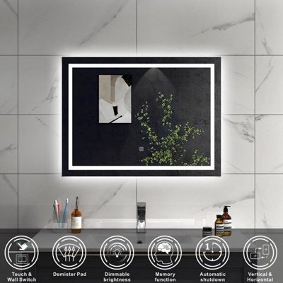 SLINE 1000x600mm Bathroom LED Mirror with Cold White Light,Touch ...