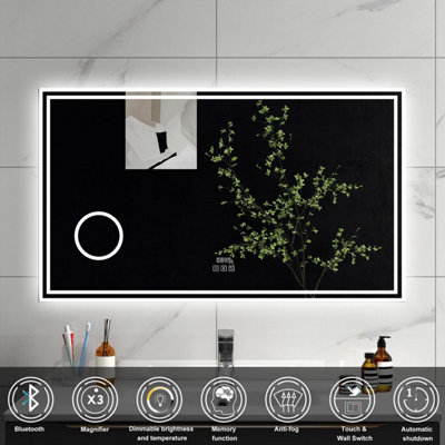 SLINE 1000x600mm Bluetooth LED Bathroom Mirror with 3-Colour Modes ...