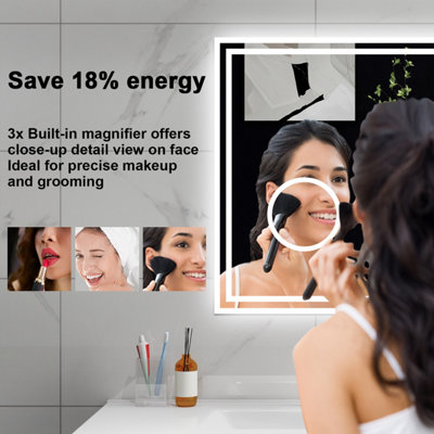 SLINE 1000x600mm Bluetooth LED Bathroom Mirror with 3-Colour Modes ...