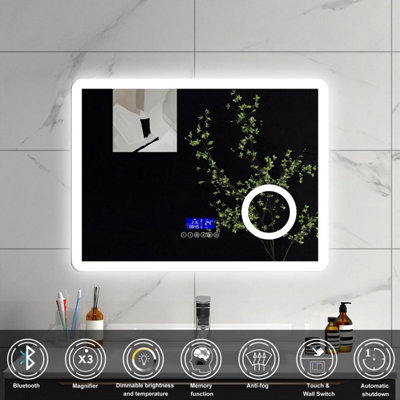 SLINE 1000x600mm Bluetooth LED Bathroom Mirror with 3-Colour Modes ...