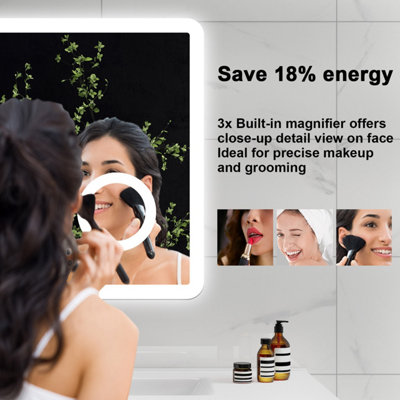 SLINE 1000x600mm Bluetooth LED Bathroom Mirror with 3-Colour Modes ...