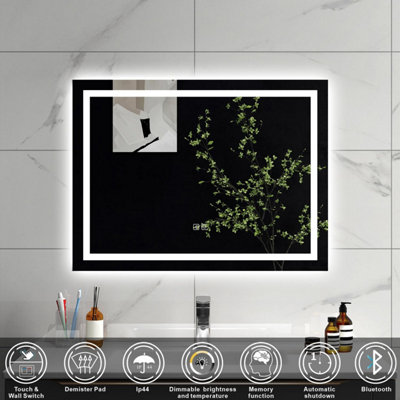 SLINE 1000x600mm Rectangular Bathroom LED Mirror With Dimmable 3 Color ...