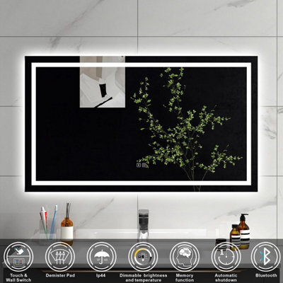 SLINE 1200x700mm Rectangular Bathroom LED Mirror With Dimmable 3 Color ...