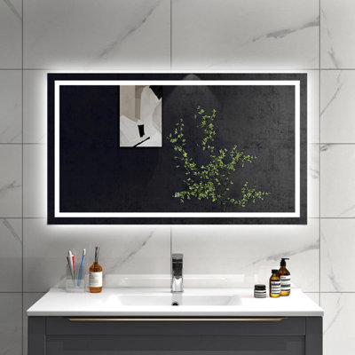 SLINE 1500x800mm Bathroom LED Mirror with Cold White Light,Touch Control,Memory Function,Demister Pad,Horizontal/Vertical