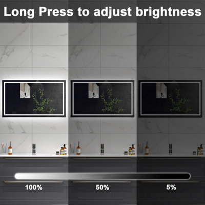 SLINE 1500x800mm Bathroom LED Mirror with Cold White Light,Touch Control,Memory Function,Demister Pad,Horizontal/Vertical