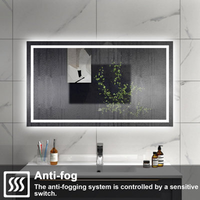 SLINE 1500x800mm Bathroom LED Mirror with Cold White Light,Touch Control,Memory Function,Demister Pad,Horizontal/Vertical