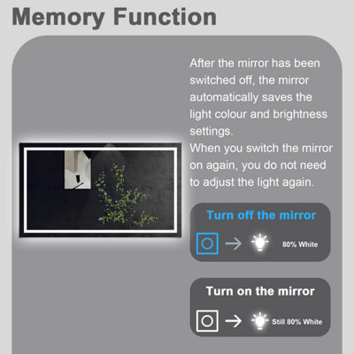 SLINE 1500x800mm Bathroom LED Mirror with Cold White Light,Touch Control,Memory Function,Demister Pad,Horizontal/Vertical