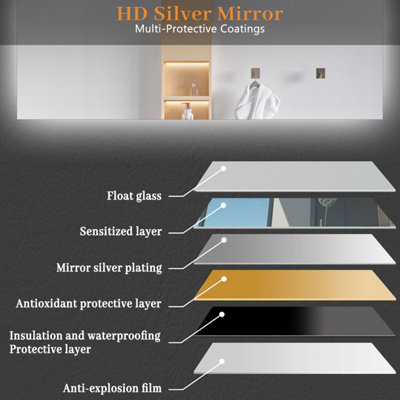 SLINE 1500x800mm Bathroom LED Mirror with Cold White Light,Touch Control,Memory Function,Demister Pad,Horizontal/Vertical