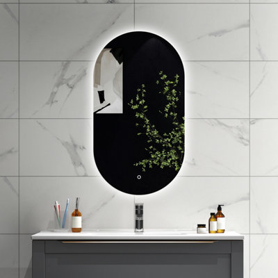 SLINE 450x750mm Oval LED Bathroom Mirror 6000K Cold White Light Touch ...