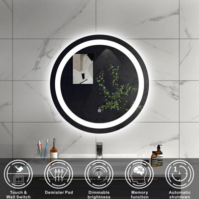 SLINE 600mm Round Bathroom LED Mirror Dimmable white colour Anti-fog ...